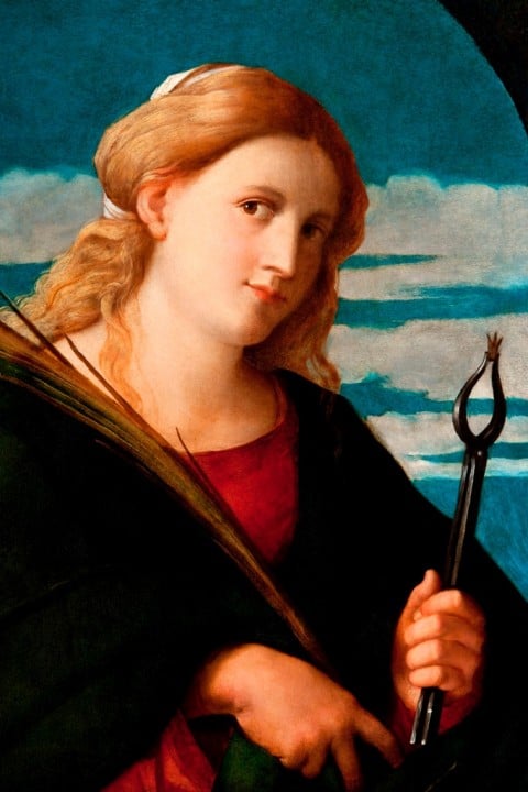 Palma il Vecchio, Polittico della Presentazione della Vergine (particolare), 1515-17 ca. - olio su tavola - Serina, Parrocchia di Santa Maria Annunciata - restauro a cura della Fondazione Credito Bergamasco