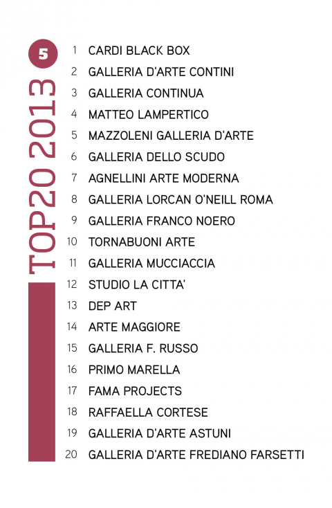 FIG. 5 - Top 20 delle gallerie italiane nel 2013