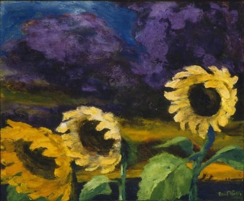 Emil Nolde, "Girasoli in una tempesta di vento notturna", 1943 - un'opera in mostra a Vicenza per "Tutankhamon, Caravaggio, Van Gogh, la sera e i notturni dagli egizi al novecento"