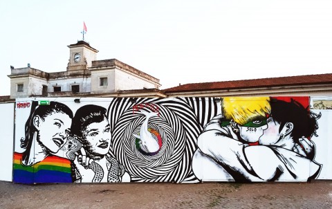 Roma, Pride Park - murales per Gay Pride 2015 - Diamond, Moby Dick, Solo