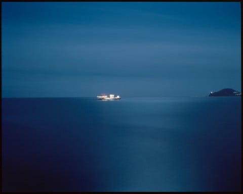 Giovanni Scotti, Isolated boat transiting for 35 minutes into the deepest blue for the purpose of viewing beyond the limits of visibility, 2013