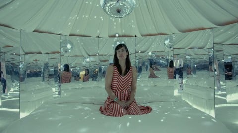 The interior of Urs Fischer's yurt artwork in Station to Station