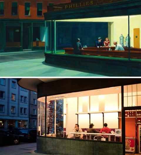 Edward Hopper, Nighthawks (1942), remake di Bastian Vice e Jiji Seabird