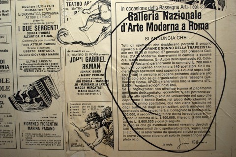 Gianni Colosimo, Il grande sonno della trapezista, 1981 - l'annuncio della performance