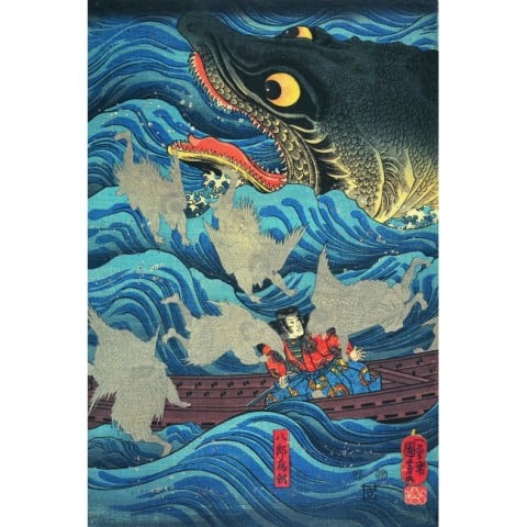 Utagawa Kuniyoshi, L’imperatore Sutoku invia le navi in soccorso di Tametomo, 1851 - Courtesy of Gallery Beniya