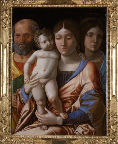 Andrea Mantegna, Sacra Famiglia con una santa, tempera su tela, cm 76x55,5