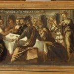 Jacopo Tintoretto, Banchetto di Baltassar, olio su tavola, cm 26,5x79