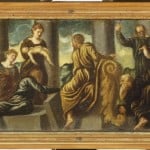 Jacopo Tintoretto, Giudizio di Salomone, olio su tavola, cm 26,5x79,5