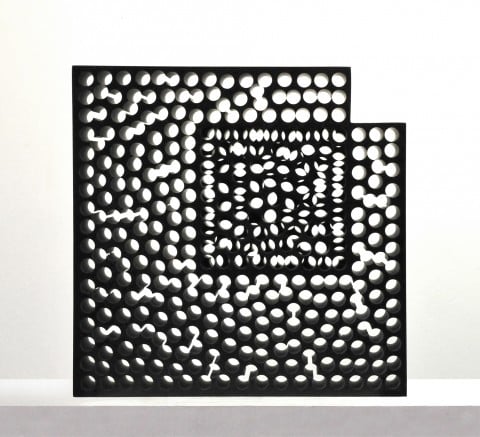 Kubach&Kropp, Stone for the Light, 2014, granito nero di Svezia, 47x47x12,5 cm