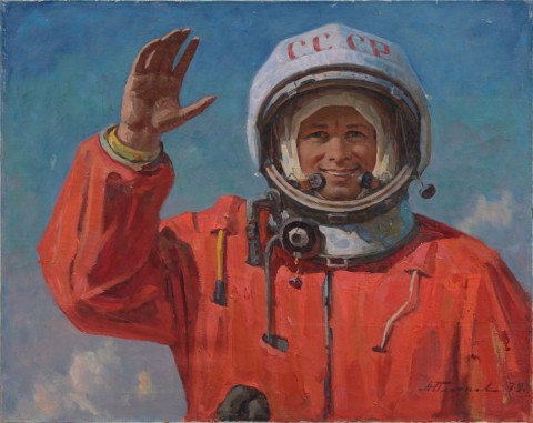 Andrej Plotnov, Arrivederci terrestri, 1979 - olio su tela, cm 80,5x100,5