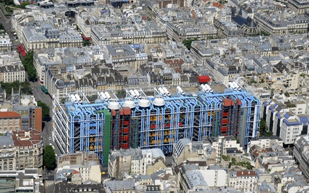 Parigi, il Centre Pompidou visto dall'alto