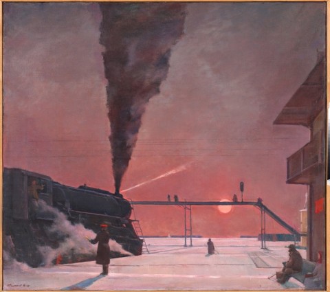 Georgji Nissky, In viaggio, 1958-64 - olio su tela, cm 141x156