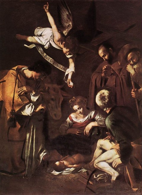 La Natività con i Santi Lorenzo e Francesco d'Assisi, di Caravaggio