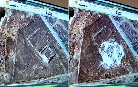 Immagini satellitari che mostrano la distruzione del monastero (da video Dailymail - AP)