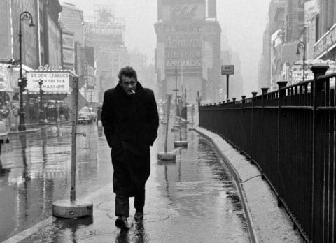 Dennis Stock, James Dean in the rain, New York 1955