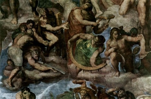 Michelangelo, dettaglio del Giudizio Universale con gli interventi di Daniele da Volterra