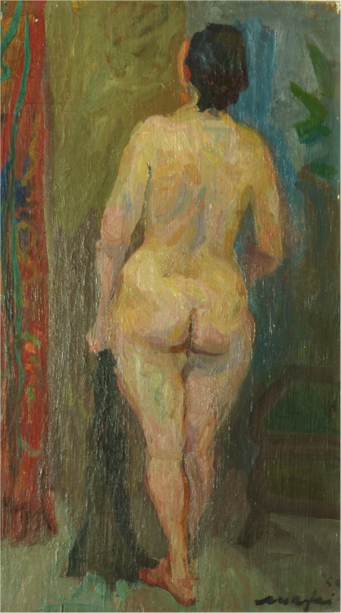Mario Mafai, Nudino di schiena, 1946 - olio su tavola, cm 50x28