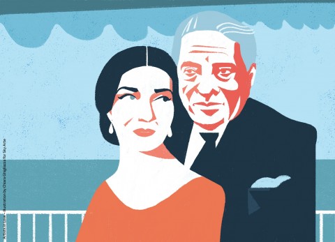 Artists in Love – Maria Callas e Aristotele Onassis. Illustrazione di Chiara Ghigliazza per Sky Arte HD