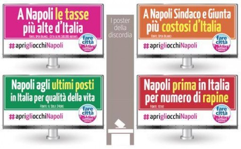 I manifesti del candidato sindaco d Napoli, Gianni Lettieri