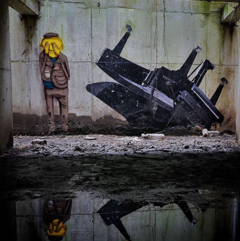 L'opera di Os Gemeos (dal profilo Instagram di Os Gemeos)