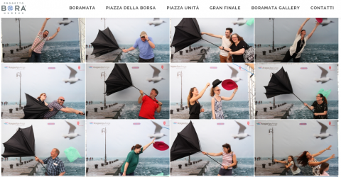 Triestini e turisti fotografati nel vento a BoraMata – Trieste, giugno 2015
