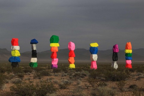 Ugo Rondinone, Seven Magic Mountains, Las Vegas, Nevada, 2016 - Photo by Gianfranco Gorgoni. Courtesy of Art Production Fund and Nevada Museum of Art 