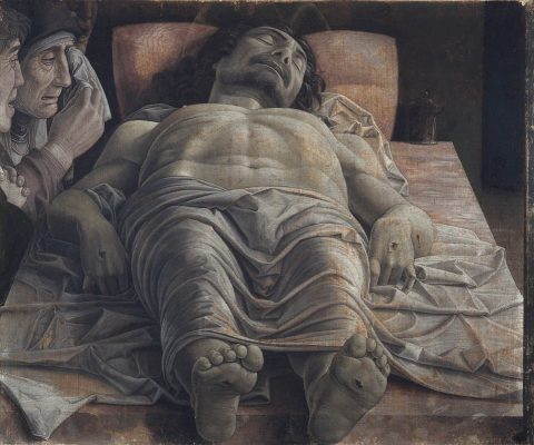 Andrea Mantegna, Cristo morto nel sepolcro e tre dolenti, 1470-1474, Milano Pinacoteca Brera