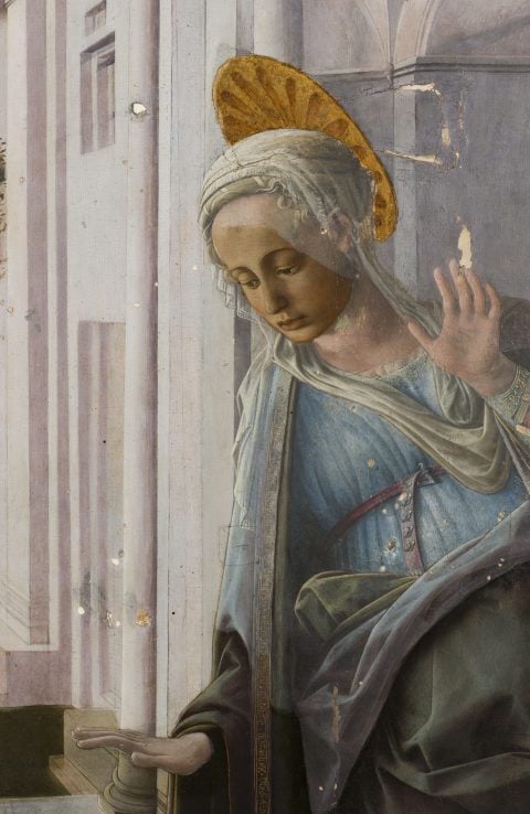 Pala Martelli, particolare della Madonna prima del restauro