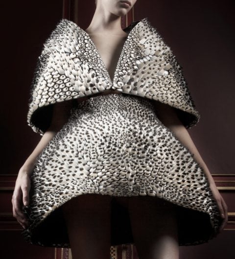 Anthazoa cape and skirt, Voltage Collection (detail), 2013, designed by Iris van Herpen and Neri Oxman, printed by Stratasys