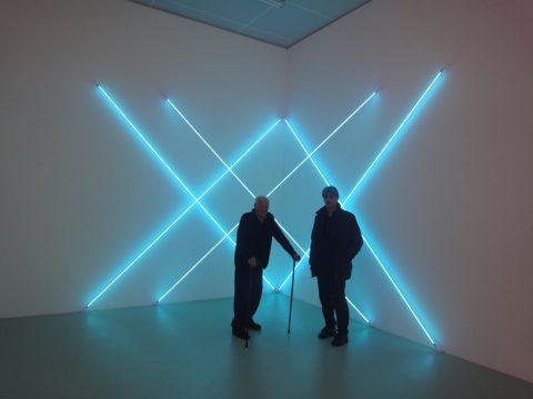 François Morellet e Epicarmo Invernizzi - Cholet, 2012 - Courtesy A arte Invernizzi, Milano