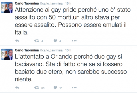 I tweet dell'Avvocato Taormina sulla strage di Orlando
