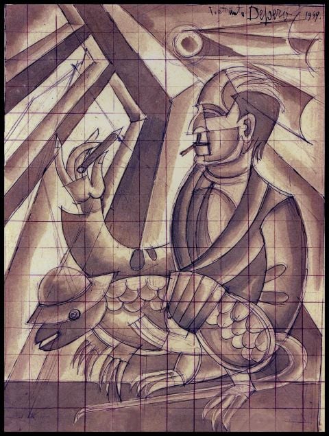 Fortunato Depero, Gianni e L’Armadillo, 1949 - Courtesy by IntArt Gallery, Lugano