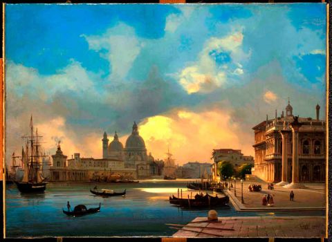 Ippolito Caffi, Venezia, Il Molo al tramonto, 1864, Fondazione Musei Civici di Venezia