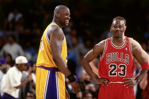 Shaquille O'Neal e Michael Jordan in campo