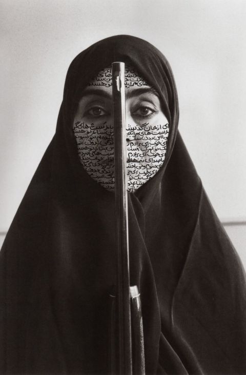 Shirin Neshat, Rebellious Silence, Women of Allah series, 1994, B&W RC print & ink, photo by Cynthia Preston ©Shirin Neshat (courtesy Barbara Gladstone Gallery, New York and Brussel)