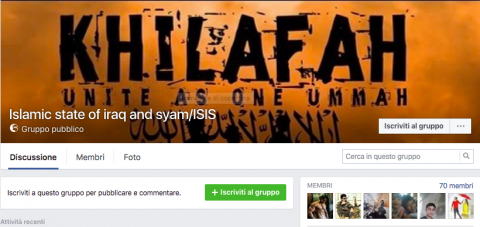 Un gruppo di sostenitori dell'ISIS su Facebook
