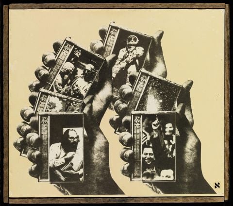 Wallace Berman Untitled (Allen Ginsberg) année 1960 Collage Verifax sur carton monté sur bois, (cadre original fabriqué par l’artiste), 29 x 33 cm Collection particulière © Estate of Wallace Berman © galerie frank elbaz, Paris