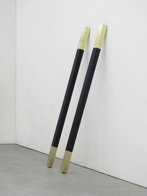 Davide Allieri, Attraction, 2013, installazione, legno, vernice, ottone, 200 cm