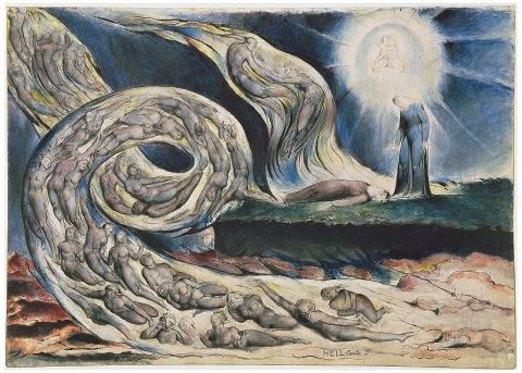 William Blake, Whirlwind of Lovers - illustrazione per la Divina Commedia