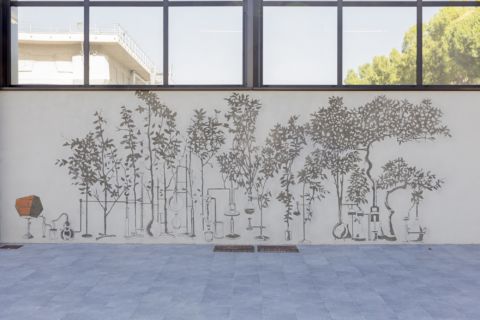 Andrea Mastrovito, Vitriol, 2016 - uno dei murales realizzati per gli stabilimenti Angelini, Ancona