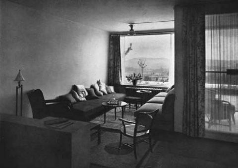La living room disegnata da Josef Frank per il Weissenhofsiedlung, Stoccarda 1927