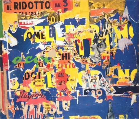 Mimmo Rotella, Mitologia, 1962 – collezione privata – installation view at Fondazione Marconi, Milano 2016