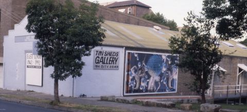 VNS Matrix, A Cyberfeminist Manifesto for the 21st Centry (1991). Billboard at Tin Sheds Gallery, Sydney, 1992. Photograph- VNS Matrix