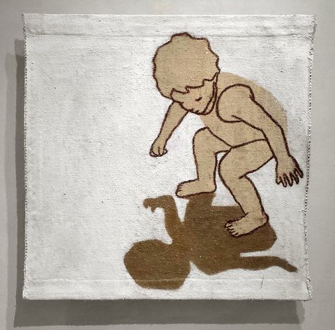 Valerio Berruti – Paradise lost – pastello e lacca su juta affrescata, 89 x 90 cm