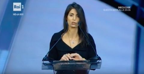 Virginia Raggi in diretta Rai dall'inaugurazione della Nuvola di Fuksas a Roma