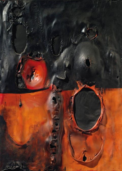 Alberto Burri, Rosso Combustione Plastica, 1957 - courtesy Christie’s