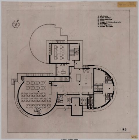 Giancarlo De Carlo, Collegio del Colle di Urbino, 1966 - planimetria di progetto - photo AP_IUAV