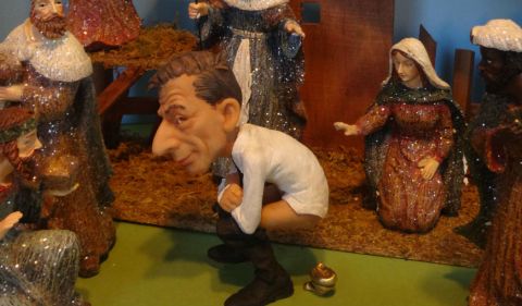 Maurizio Cattelan raffigurato nel Caganer