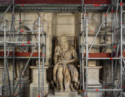 Pulitura - Michelangelo Buonarroti, Tomba di Giulio II, Mosè, (Particolare), 1513 c.a, marmo, basilica di San Pietro in Vincoli, Roma. Credits Andrea Jemolo 2016