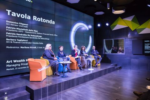 Tavola Rotonda a cui hanno partecipato Domenico Filipponi, Patrizia Misciattelli delle Ripe, Patrizia Sandretto Re Rebaudengo, Barbara Tagliaferri - moderatrice Marilena Pirrelli - courtesy Deloitte